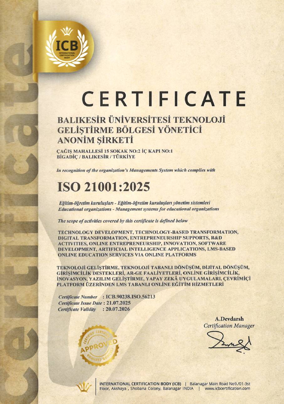 ISO 21001 Certificate
