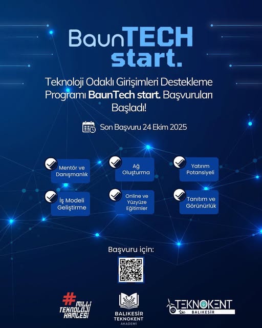 Balıkesir’in ilk erken aşama hızlandırma programı BAUNTECH Start. Balıkesir Teknokent’te başlıyor!