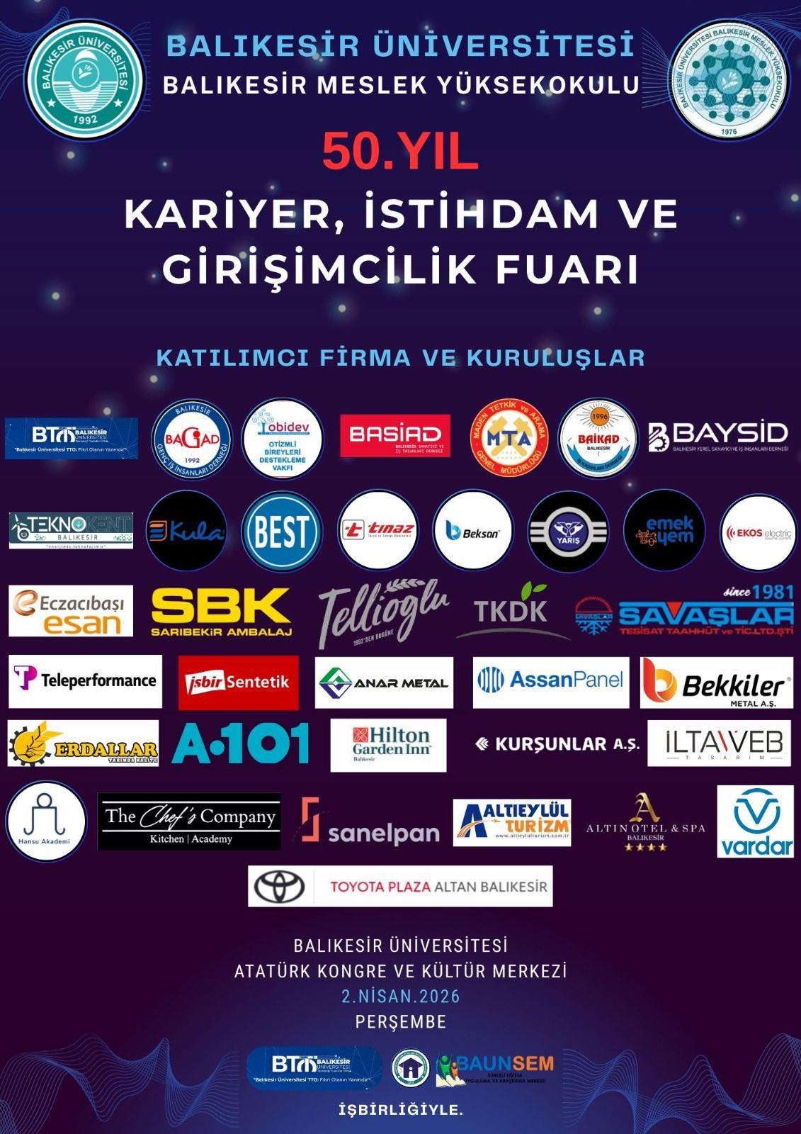 We are taking our place at the Career, Employment and Entrepreneurship Fair, organized as part of the 50th anniversary of Balıkesir University Balıkesir Vocational School.