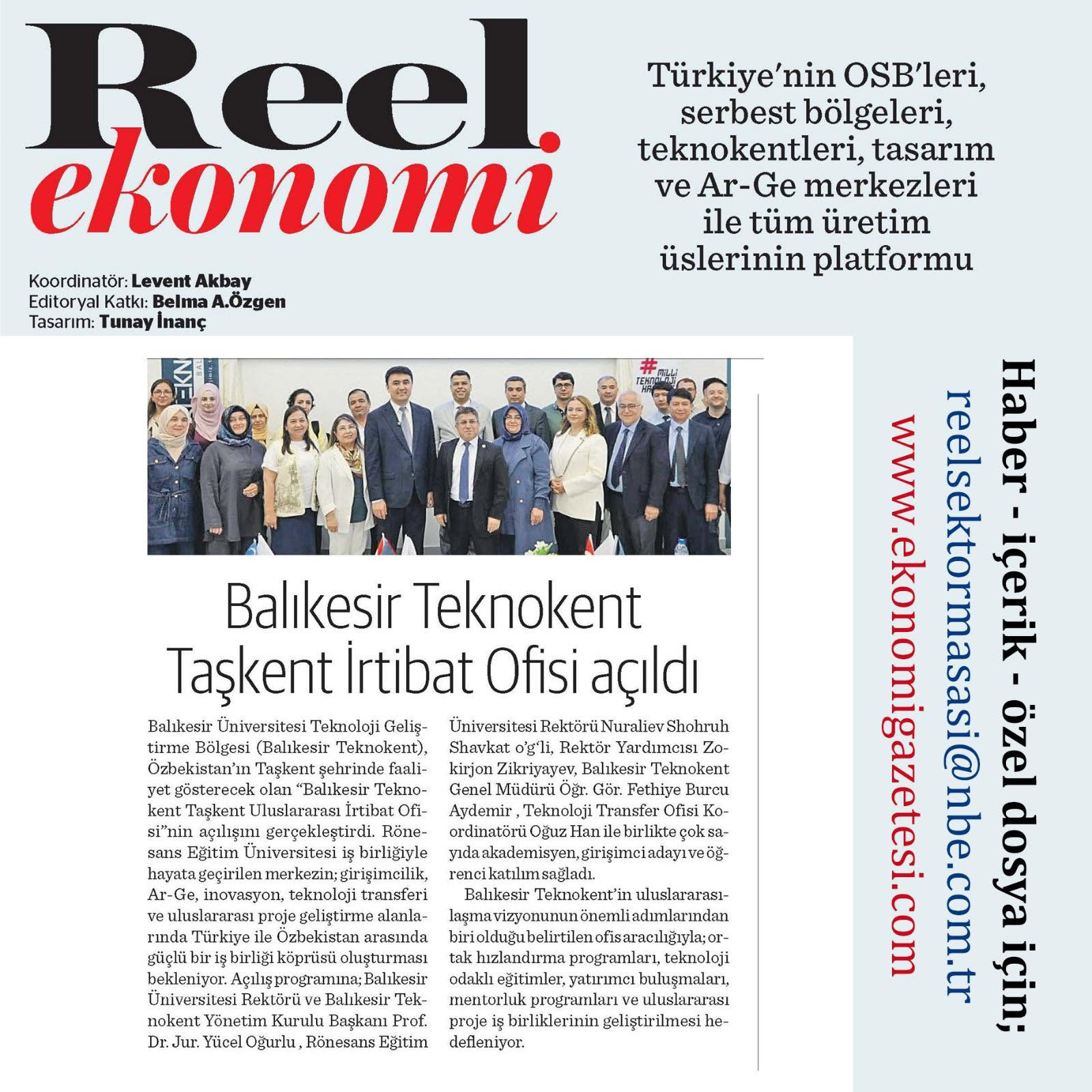 As Balıkesir Technopark, we are pleased to be featured in the Real Economy pages of Nasıl Bir EKONOMİ Gazetesi, a nationally circulated publication. 